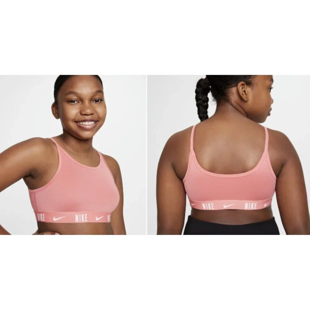Nike Trophy Big Girls Sports Bra Dri-Fit Training Light Support Pink Size XL(+)